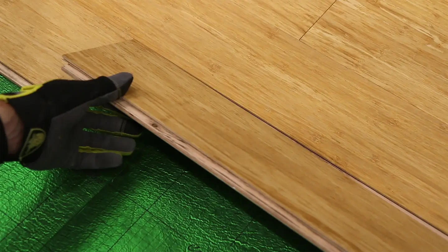 Natural engineered bamboo flooring installed in a bright Orlando room — light, low-VOC certified bamboo planks