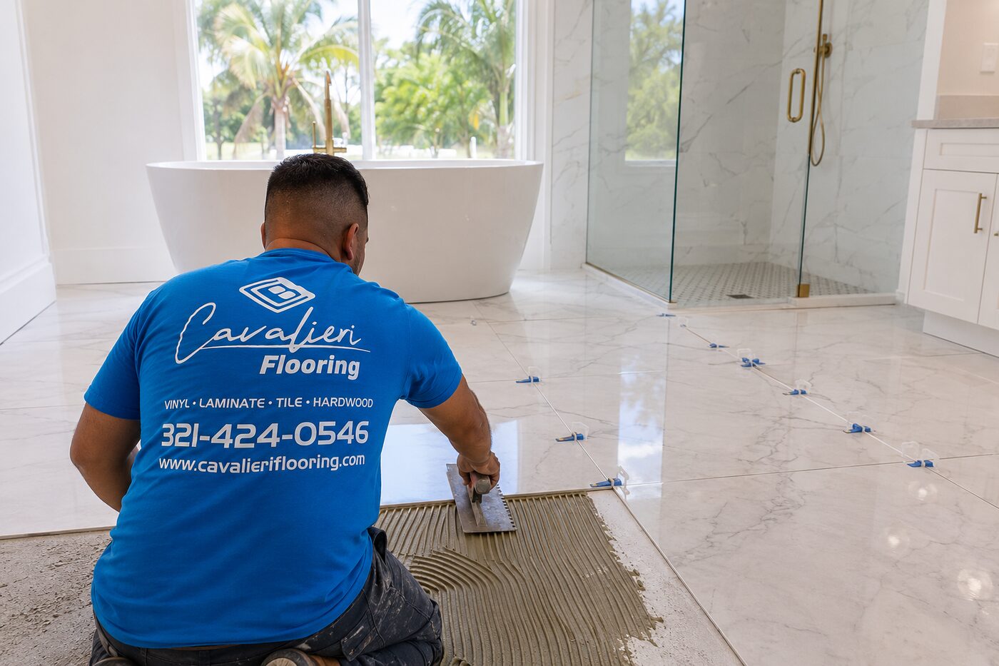 Cavalieri Flooring bathroom tile installation Orlando FL shower wall floor porcelain ceramic thinset