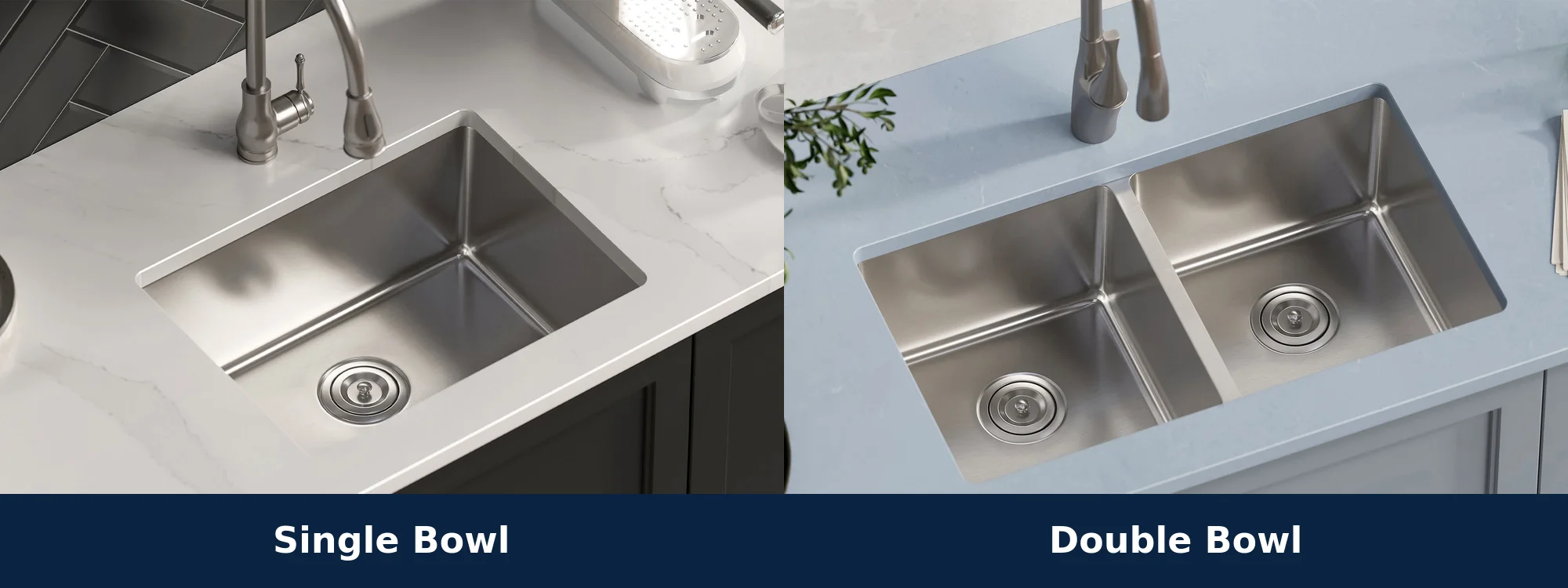 Single bowl vs double bowl stainless steel kitchen sink comparison Single bowl vs double bowl stainless steel kitchen sink comparison