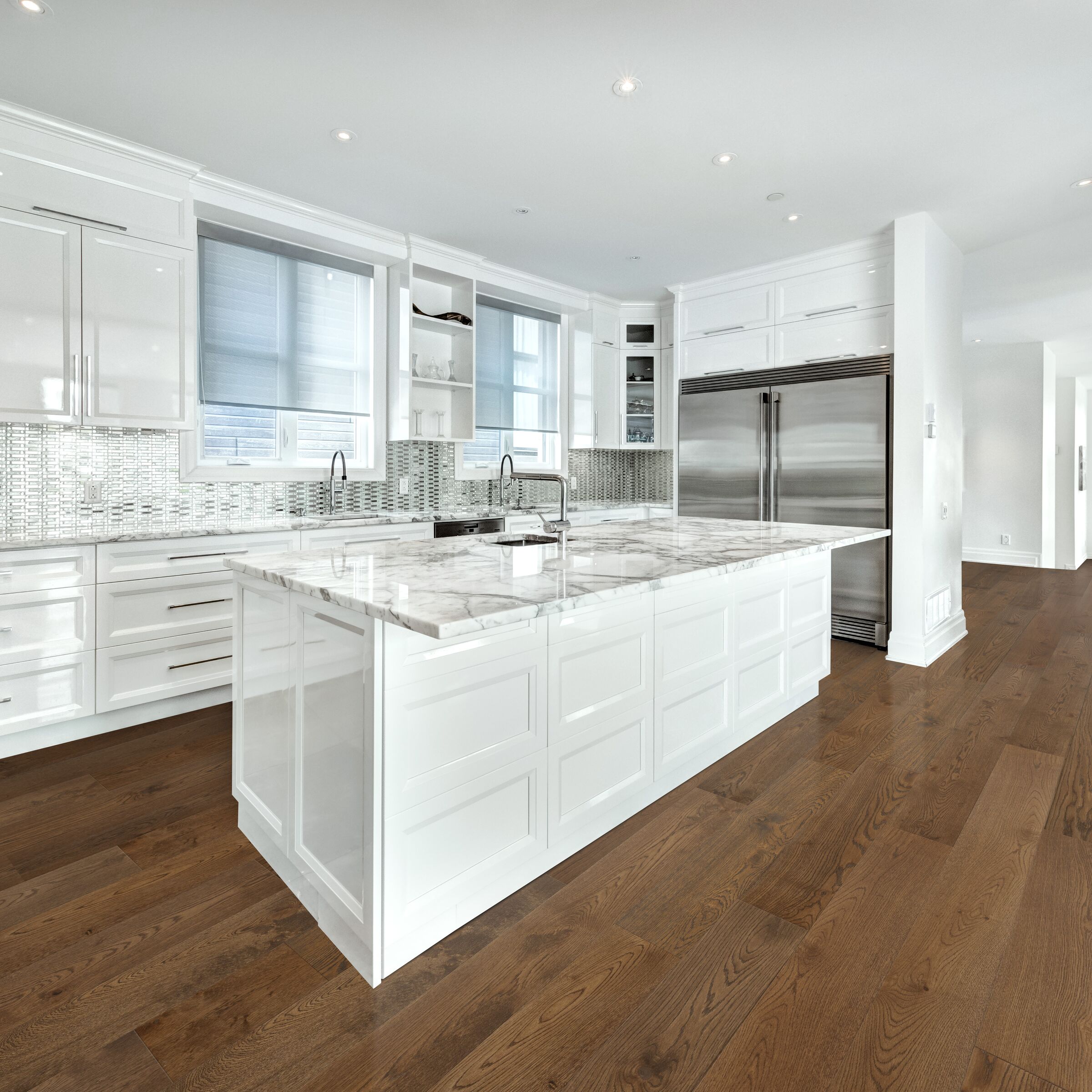 Waterproof laminate flooring in a modern kitchen