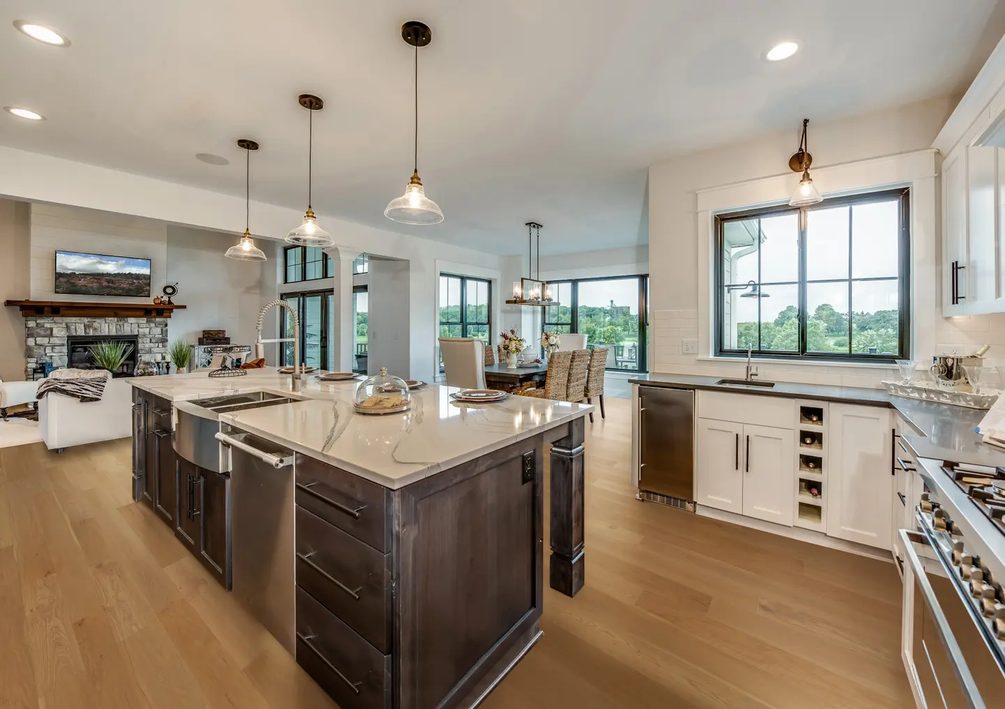 Vintage Vine engineered hardwood beautifully restored in an Orlando living room — rich grain with fresh satin finish