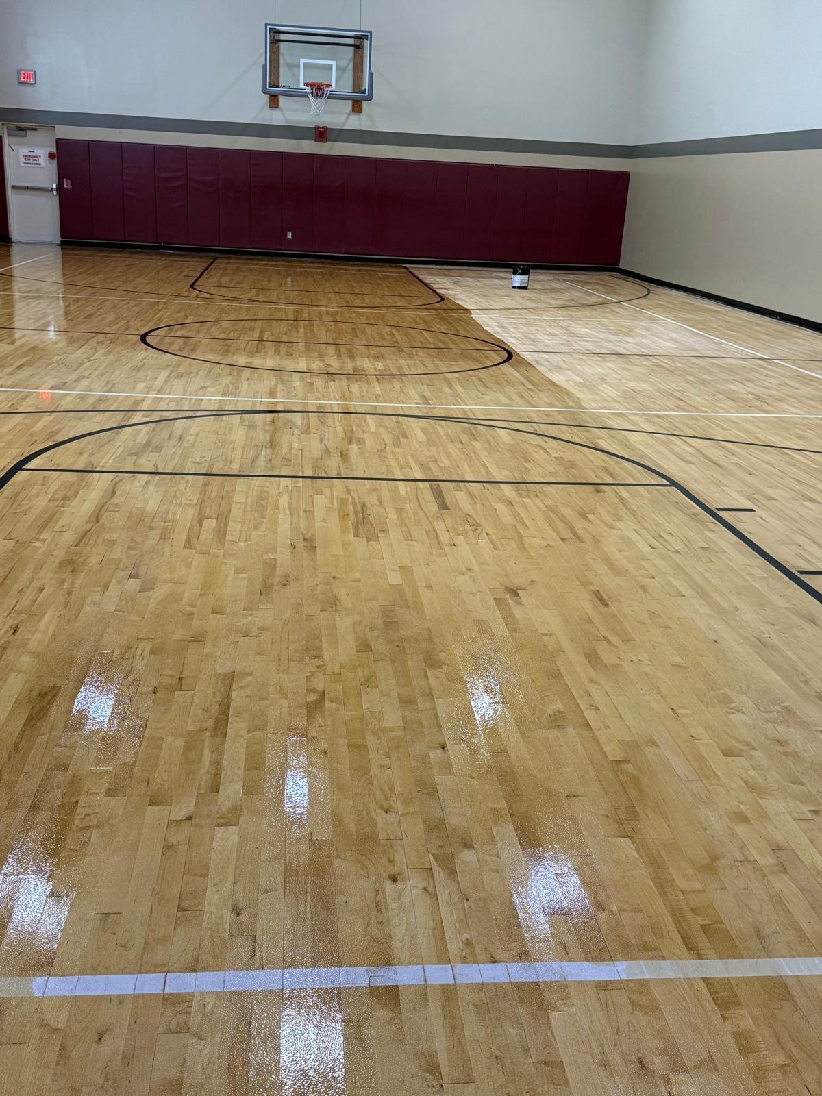 Athletic hardwood floor detail