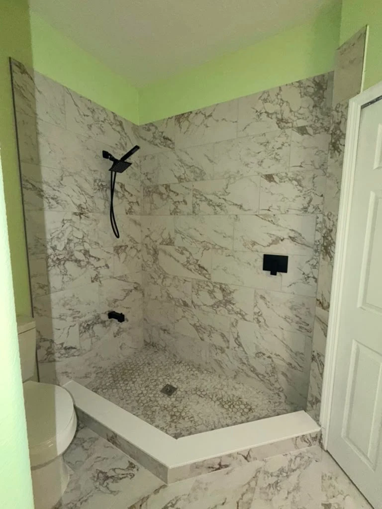 Bathroom shower after tile remodel