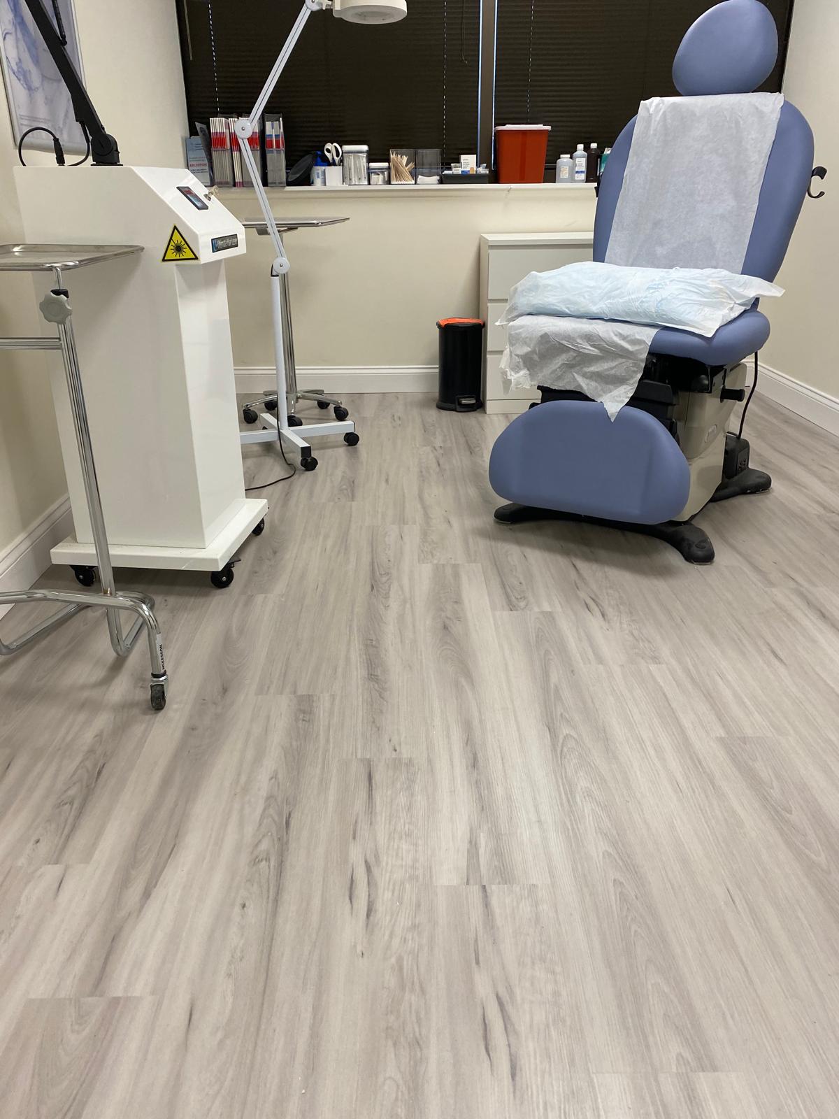 Commercial dental office LVP glue-down installation, Orlando FL