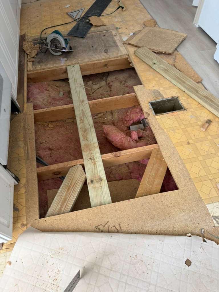 Subfloor replacement in progress in Winter Garden, FL