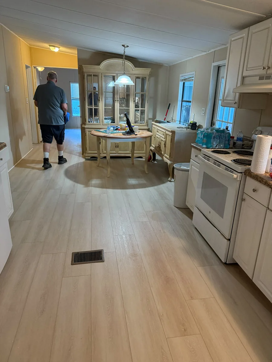 Completed vinyl flooring in a Winter Garden kitchen and dining room