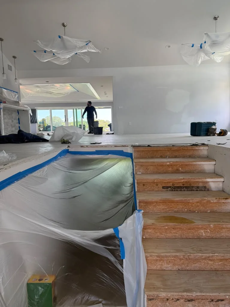 Interior protection during tile demolition in Orlando
