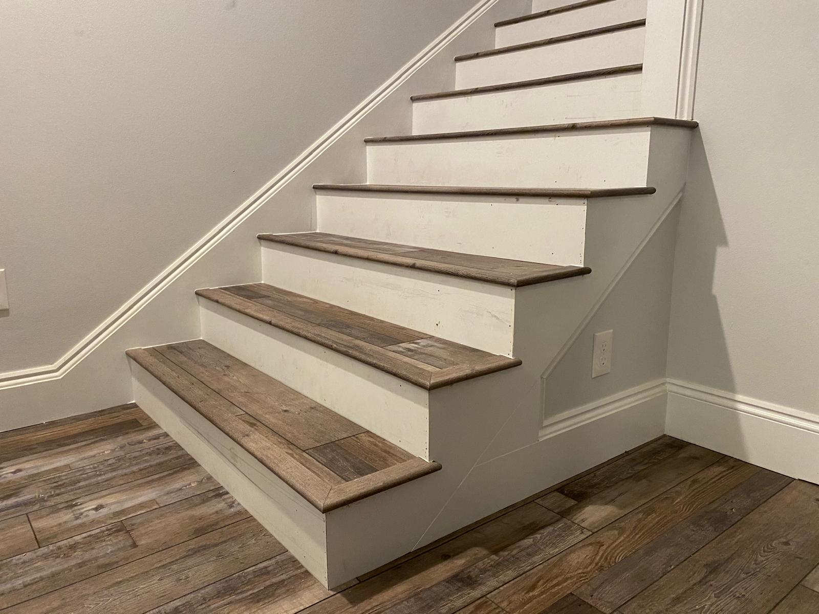LVP stair treads close-up detail