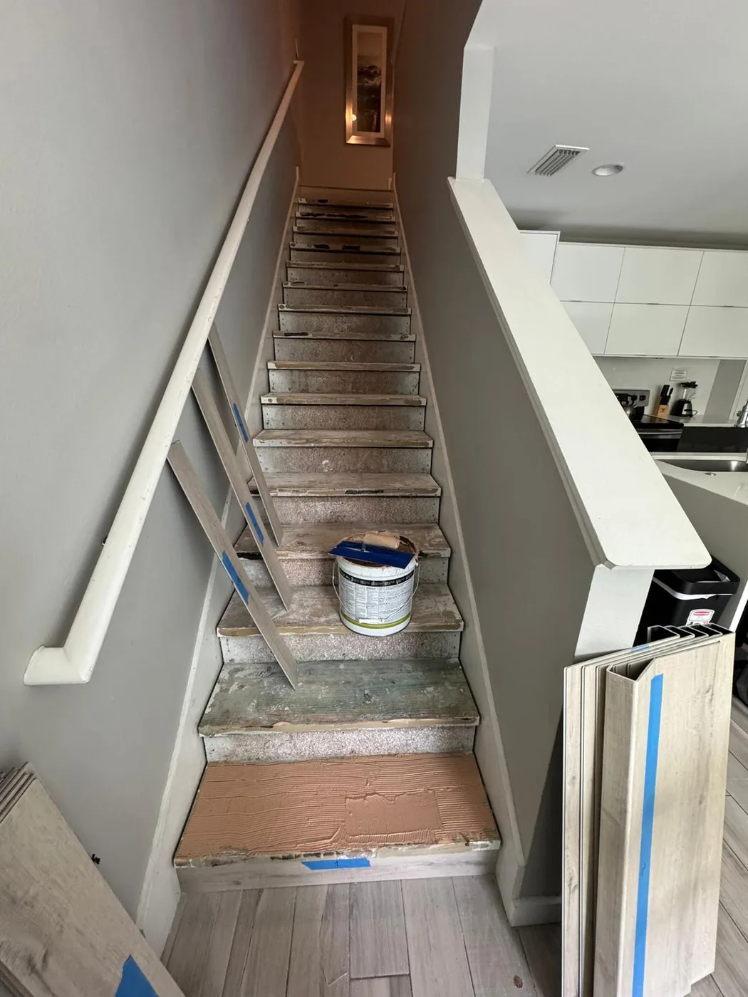Staircase before LVP installation