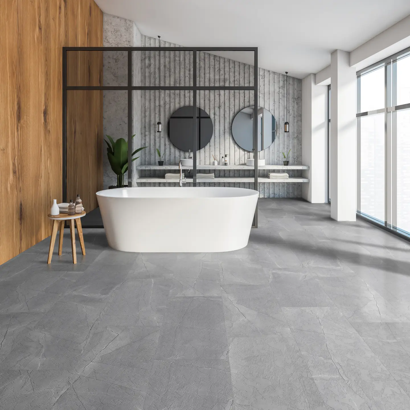 Tiburon Marble stone-look flooring — the tile aesthetic that brings premium durability to laundry rooms