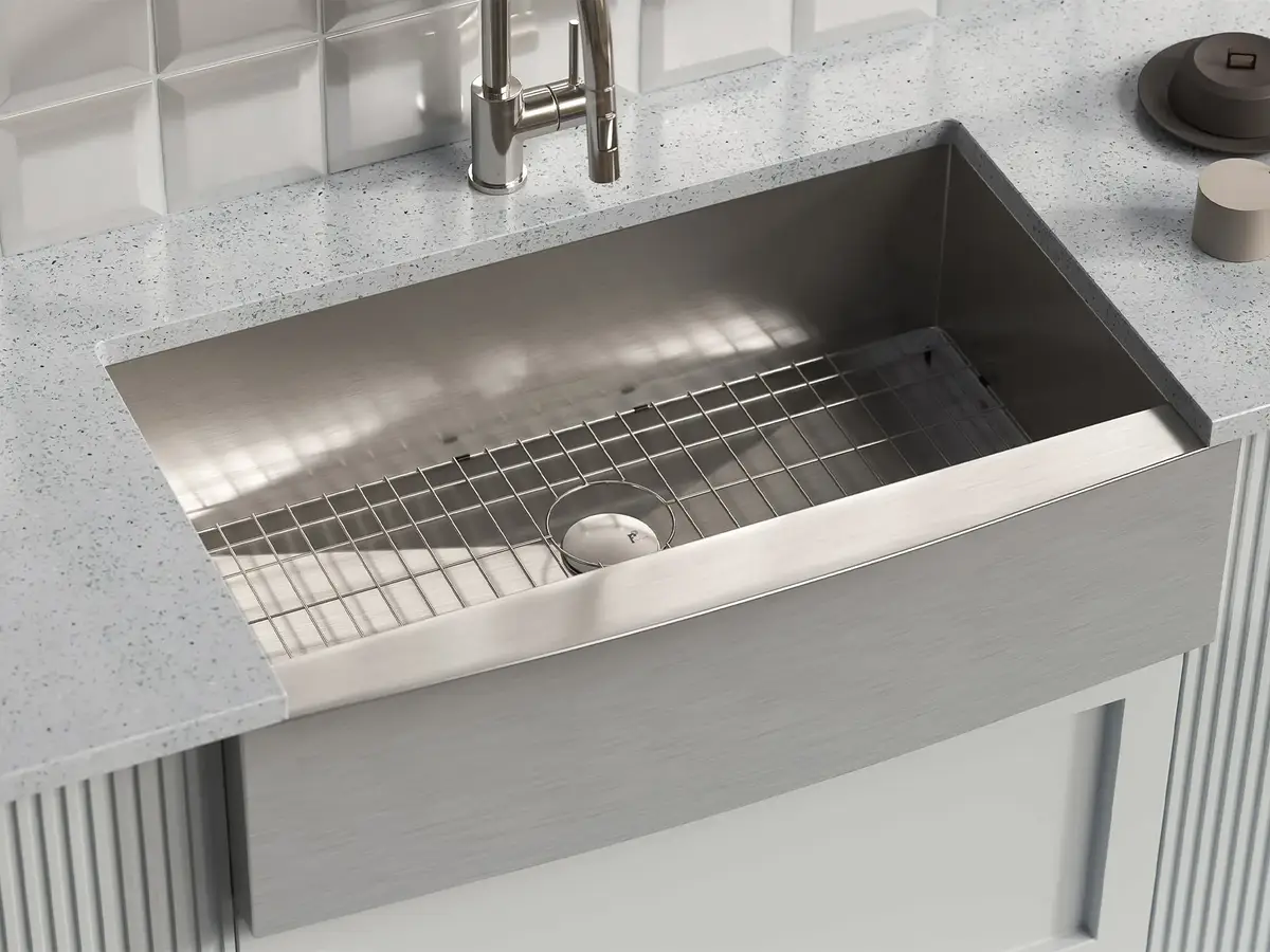 Pelican Handmade farmhouse sink PL-HA124, single-bowl 16-gauge stainless steel