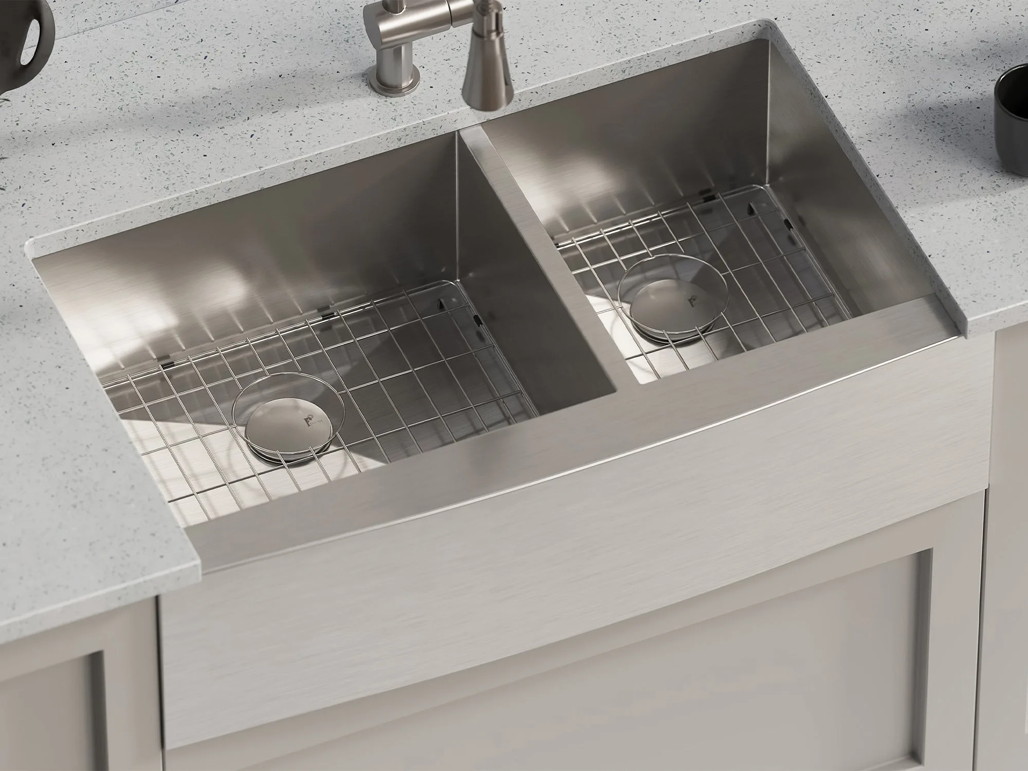 Pelican Handmade farmhouse sink PL-HA125, double-bowl 16-gauge stainless steel