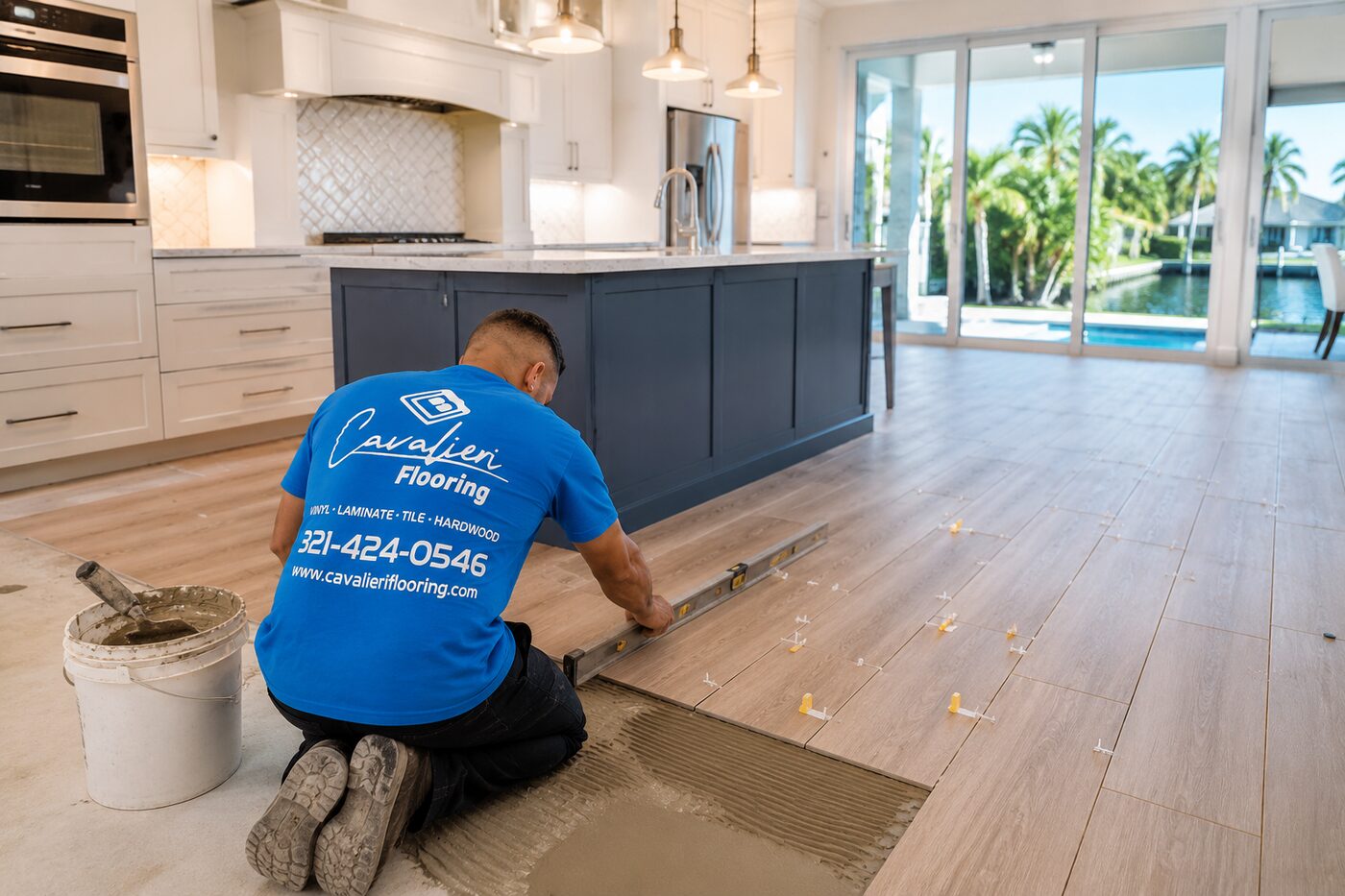 Cavalieri Flooring professional tile installers Orlando FL kitchen floor level installation