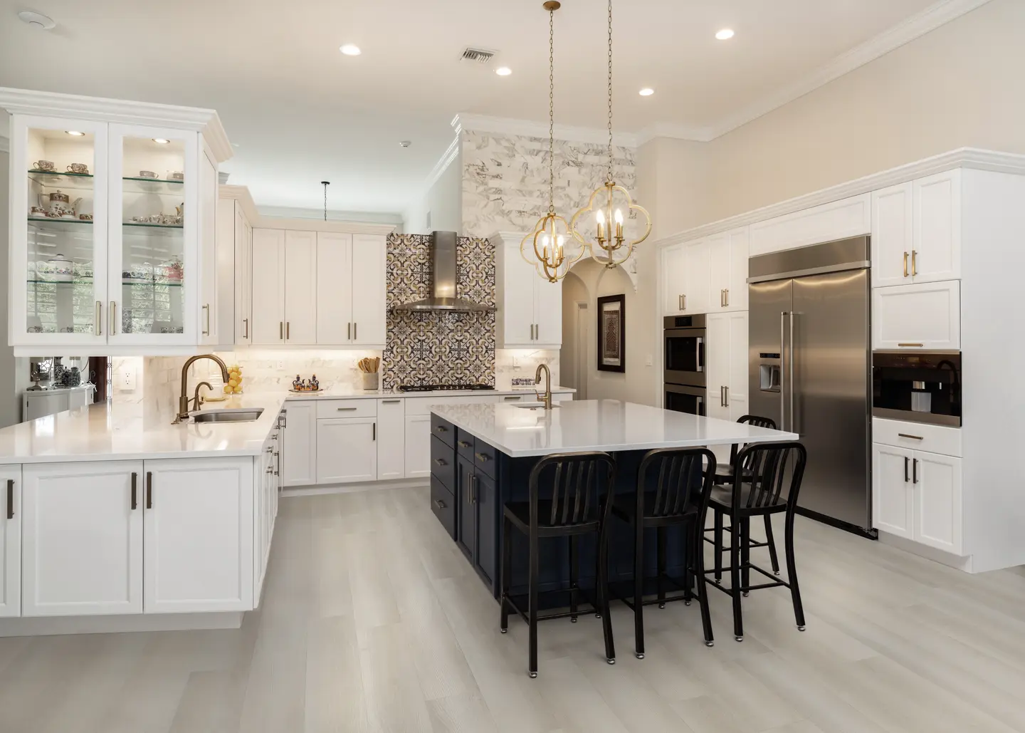 Crystal Crescent luxury vinyl plank in an Orlando room — light wood-look LVP showing plank length and grain for staggered layout