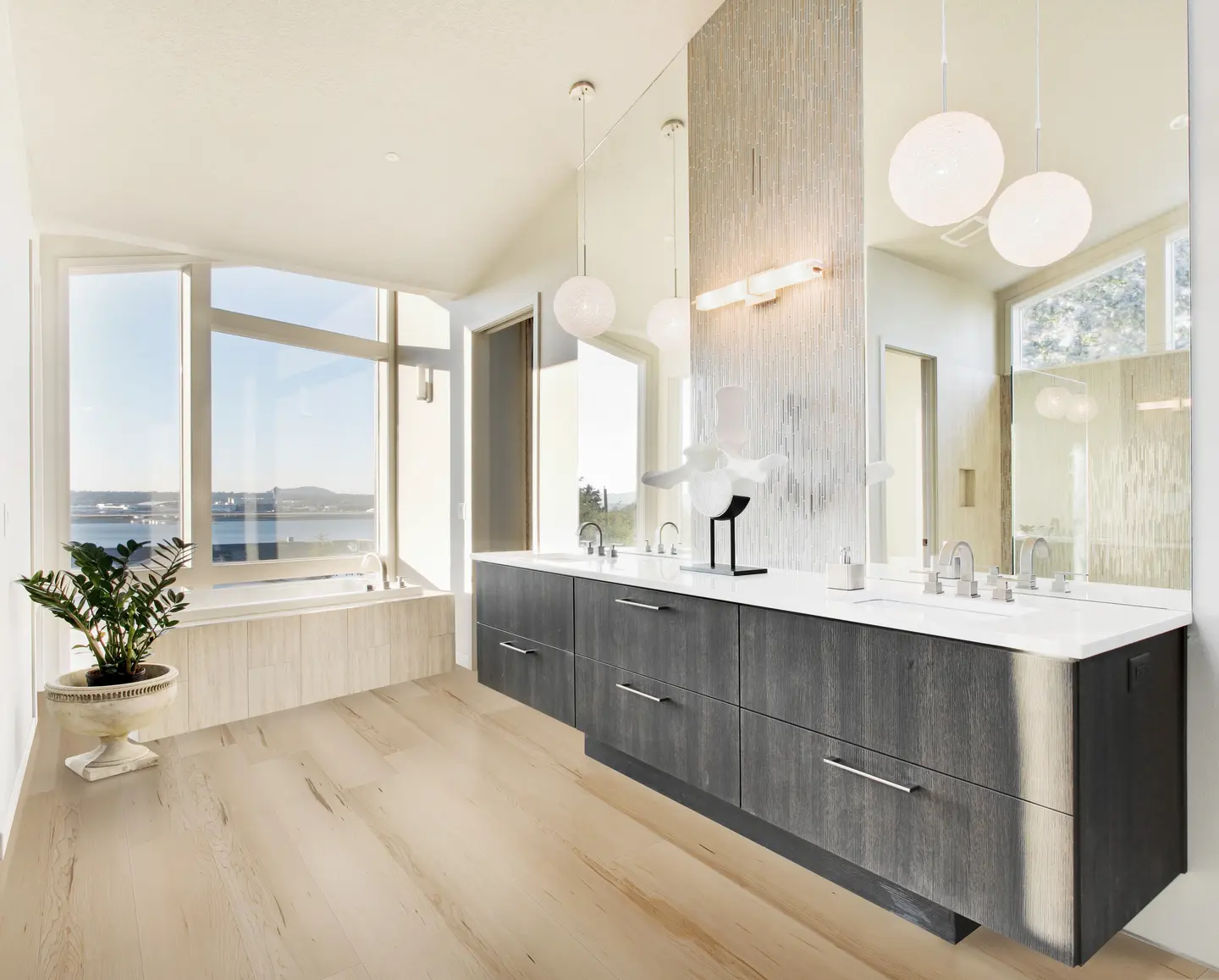 Doheny Dune luxury vinyl plank from the Longboards Collection — glue-down LVP staircase detail in an Orlando home